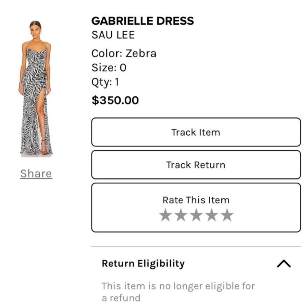 Sau-lee maxi Zebra print maxi dress size 2